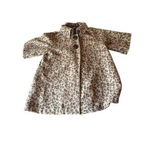 Luij Womens Leopard Print Wool Blend Coat With Satin Lining & Button Closure